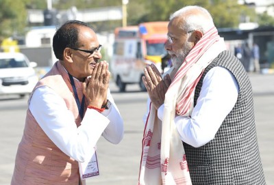 Narendra Modi arrives in Indore