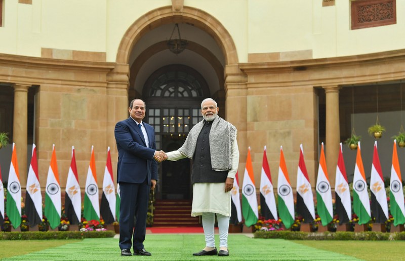 PM Modi welcomes R-day chief guest President of Egypt Abdel Fattah El-Sisi in Delhi