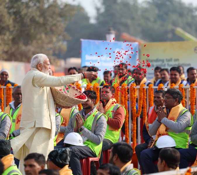 PM Modi launches Ram Mandir amid a gathering of seers and celebrities