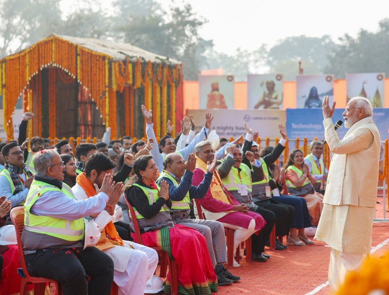 PM Modi launches Ram Mandir amid a gathering of seers and celebrities