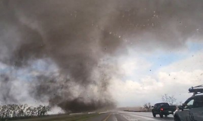 Truck gets caught in tornado on US highway; Video goes viral