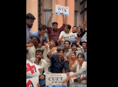 NEET paper leak: Congress's students' wing storms NTA head office in Delhi, locks it from inside