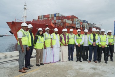 First container ship anchors at India's biggest transhipment port in Kerala