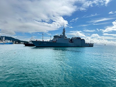 INS Sunayna enters Port Victoria in Seychelles