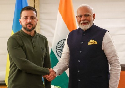 Prime Minister Narendra Modi reaffirms support for peaceful resolution of Ukraine conflict during meeting with President Volodymyr Zelenskyy