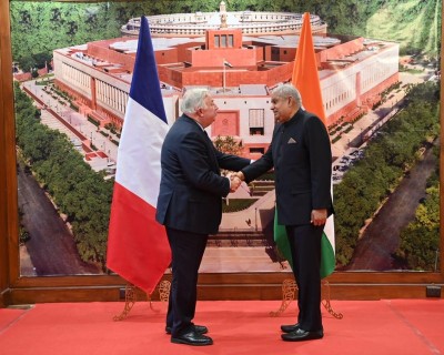 French Senate Chairman Gerard Larcher arrives in India, meets Vice President Dhakhar