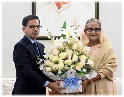 Indian High Commissioner Pranay Verma meets Bangladesh PM Sheikh Hasina, congratulates her over national election victory