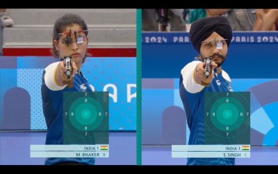 Manu Bhaker, Sarabjot Singh win Olympics bronze medal in 10m air pistol mixed team event