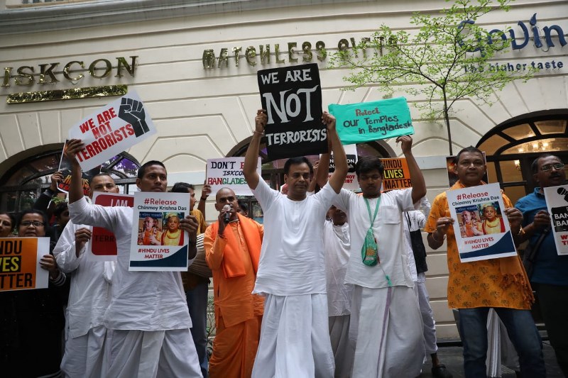 IN IMAGES: ISKCON members protest in Kolkata demanding release of arrested leader in Bangladesh