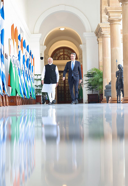 In Images: Narendra Modi, Greek PM Kyriakos Mitsotakis in New Delhi