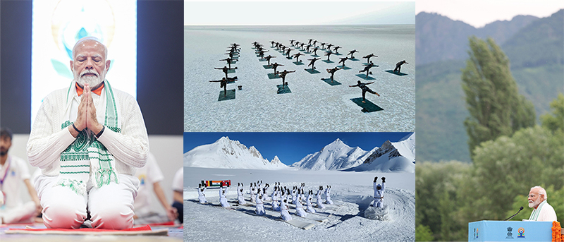 Slideshow: India Army performs yoga in highest battlefield Siachen as PM Modi leads the day from Kashmir