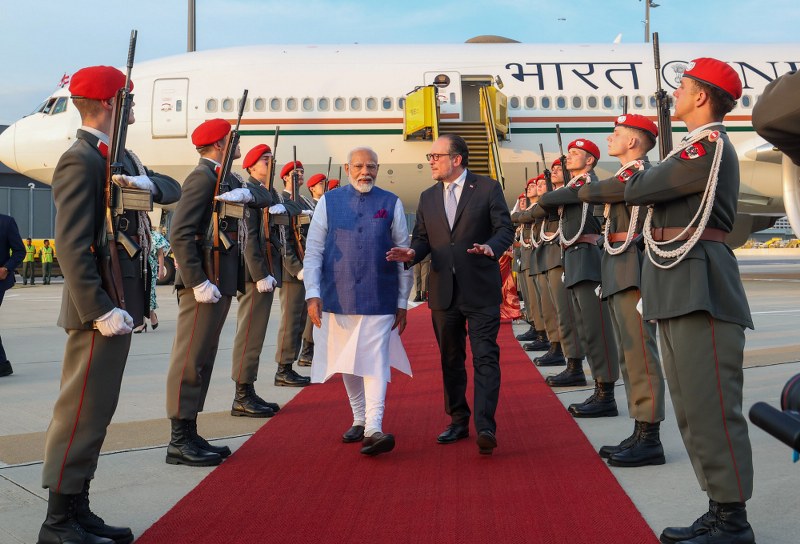 Indian PM Narendra Modi arrives in Vienna