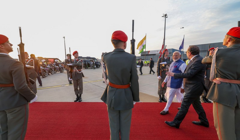 Indian PM Narendra Modi arrives in Vienna