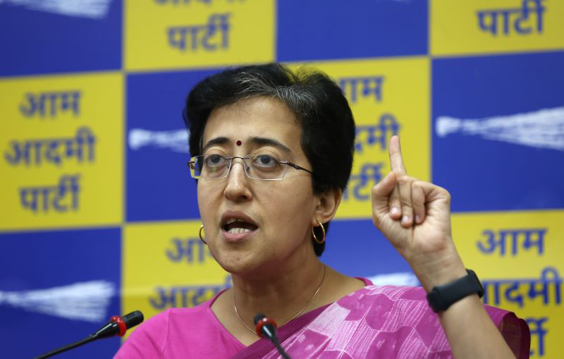 Delhi minister Atishi holds press conference