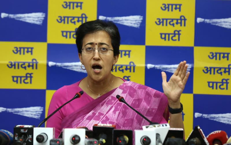 Delhi minister Atishi holds press conference