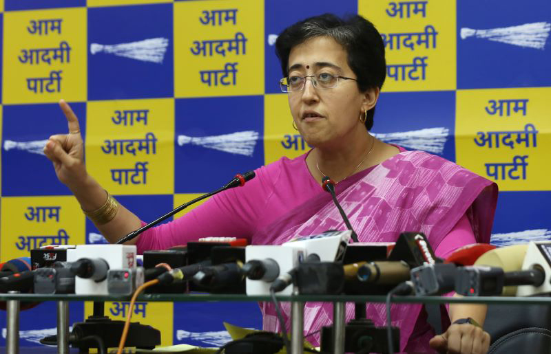 Delhi minister Atishi holds press conference