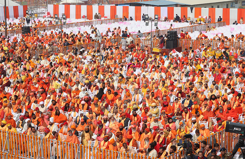 PM Modi launches Ram Mandir amid a gathering of seers and celebrities