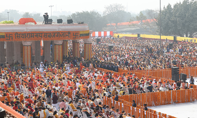 PM Modi launches Ram Mandir amid a gathering of seers and celebrities