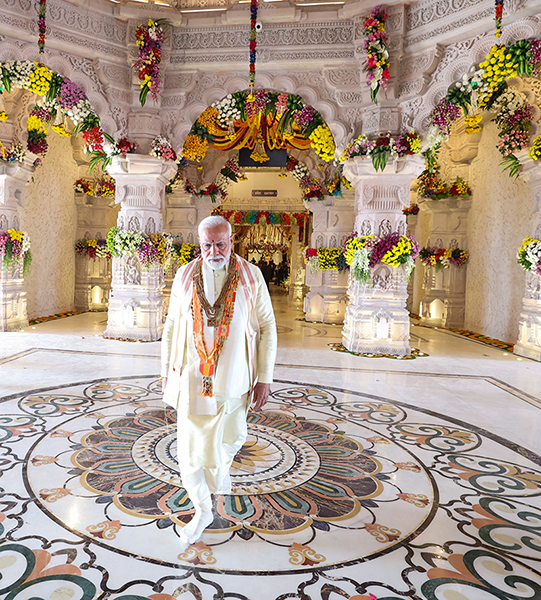 PM Modi launches Ram Mandir amid a gathering of seers and celebrities