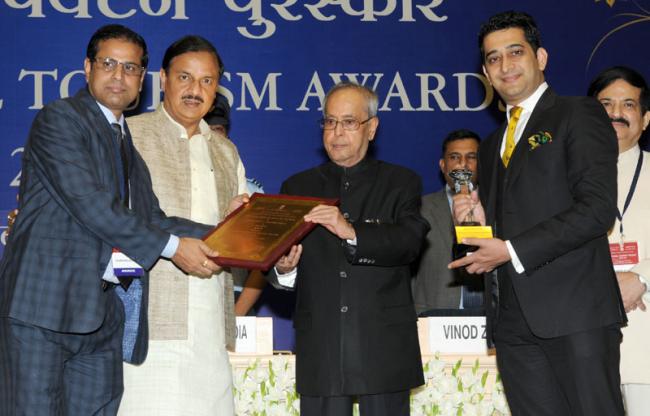 President of India Pranab Mukjherjee presents the national tourism awards 