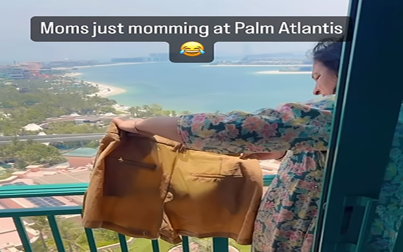 An Indian mother could be seen drying clothes on balcony of Dubai's popular 5-star resort in a viral video, watch it now