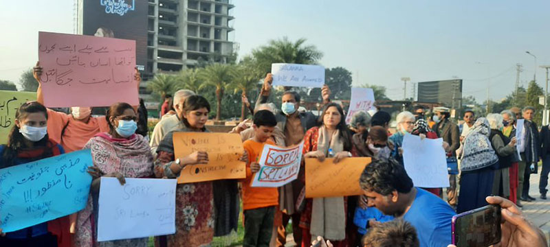 Sialkot Lynching: Civil society members demonstrate in Lahore