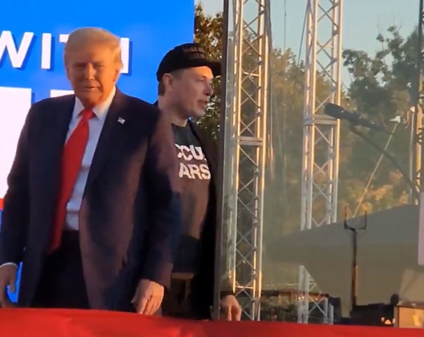 Elon Musk joins Donald Trump on stage during his election campaign in Pennsylvania's Butler